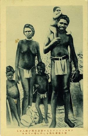 Aboriginal family portrait, mother & father with three children