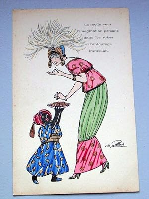 Carte postale illustrée par Charles Naillot - La mode veut l'imagination persane dans les robes e...