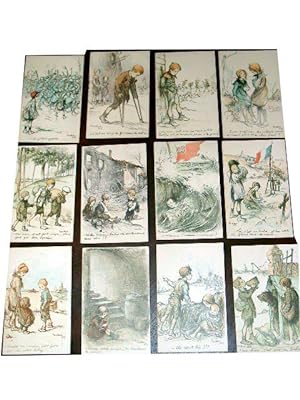 Cartes postales Anciennes - Série complète de 12 CPA Petits Francais de Poulbot.