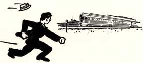 Running man and speeding train.