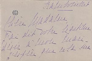 Billet autographe signé de Germaine DESCHANEL (Germaine Brise de Viele) femme du Président de la ...