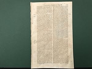 SINGLE LEAF from: Commentaria in Ecclesiasticum - Indicibus Necessariis Illustrata - R.P. Corneli...