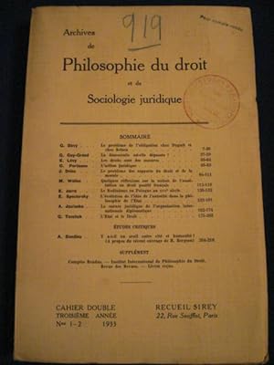 Archives des philosophie du droit et de la sociologie juridique extraits