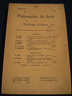 Archives de philosophie du Droit et de Sociologie Juridique
