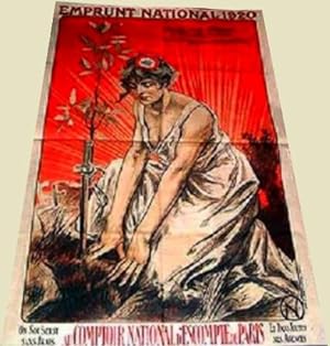 Affiche lithographie en couleurs monogrammé N.L Emprunt National 1920 - Prêter à la France pour q...