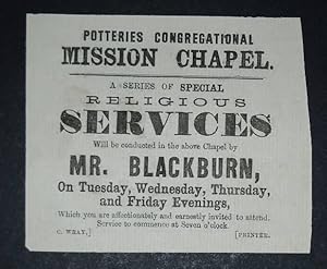 Potteries Congregational Mission Chapel. A a series of special religious services will be conduct...