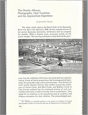 The Oneida Albums: Photography, Oral Tradition, And The Appalachian Experience
