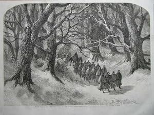 Night March at Christmas-Tide of the Rifle Volunteers. Drawn by Harrison Weir, 1st Surrey Rifles.