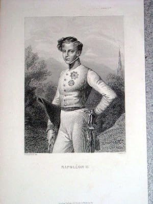 Gravure XIX ème en noir de Philippoteaux gravée par Ramus représentant Napoléon François Charles ...