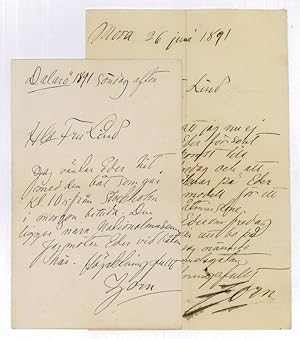 2 autograph letters signed ("Zorn").