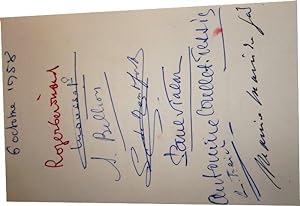 Menu à l'occasion du Cinquantenaire du 6 octobre 1958 Palais dOrsay « Jules Romains » Signature...