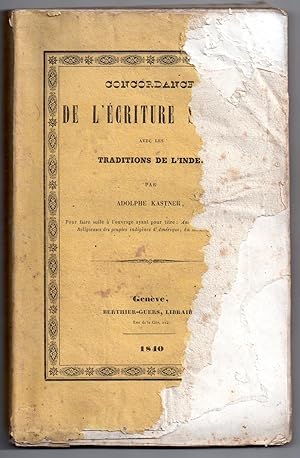 Concordance de l'écriture sainte avec les traditions de l'Inde