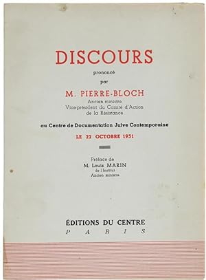 DISCOURS prononcé au Centre de Documentation Juive Contemporaine le 22 octobre 1951.: