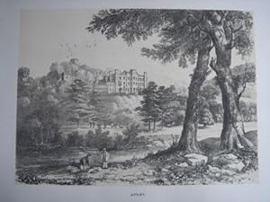 An Original Antique Lithograph Illustrating Apley Hall in Shropshire from Views in Shropshire By ...