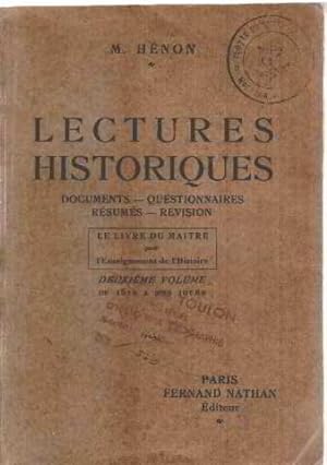 Lectures historiques / deuxieme volume de 1610 à nos jours / livre du maitre