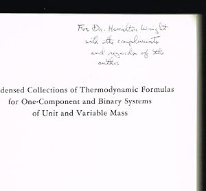 Condensed Collections of Thermodynamic Formulas for One-Component and Binary Systems of Unit & Va...