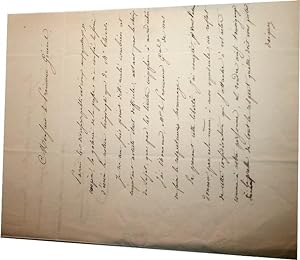 Lettre autographe signée Paul de La Garenne adressée au Procureur Général de la Cour des Comptes ...