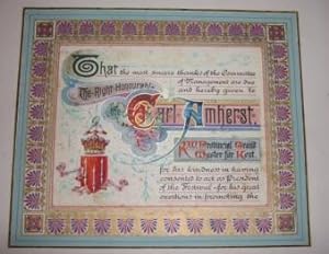 Masonic Illuminated Manuscript recognizing the contributions of President Carl Amherst, Provincia...