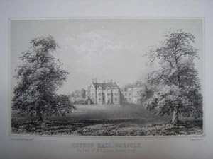 Original Antique Lithograph Illustrating Heydon Hall, Norfolk. The Seat of W. E. Lytton Bulwer, E...