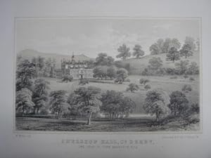 Original Antique Lithograph Illustrating Snelston Hall, Derbyshire. The Seat of John Harrison, Es...