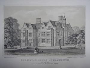Original Antique Lithograph Illustrating Dingestow Court, Monmouthshire. The Seat of Samuel Richa...
