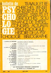 Bulletin De Psychologie N° 287 Tome XXV N° 296 . 1971-1972 ( 5 - 7 )