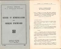 Accueil et Réinstallation Des Français D'outre-mer N° 1215 Édition Mise à Jour Au 4 Décembre 1962