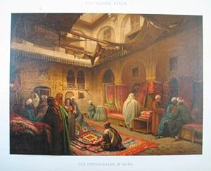 Der Teppich-Bazar in Cairo. Chromolithographie nach Otto Heyden. 1873, 15 x 21 cm