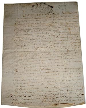 Manuscrit sur parchemin de 1729 cachet fiscal de la Généralité de Poitiers, concerne Fontenay le ...