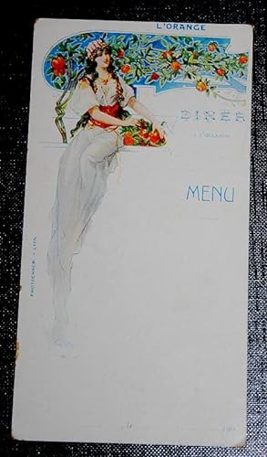 Beau menu chromo Femme Art Nouveau - L'Orange