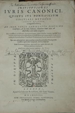 Institutiones Iuris Canonici. Quibus Ius Pontificium Singulari Methodo Libris Quatuor comprehendi...
