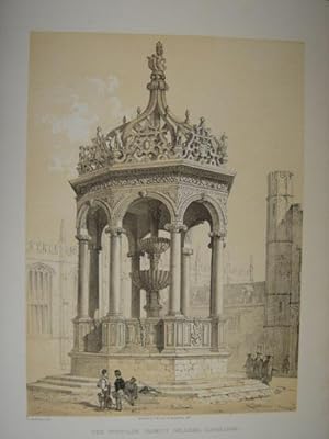 Original Lithograph Illustration of The Fountain, Trinity College, Cambridge, from the Studies of...