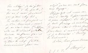 Lettre Autographe Signée d'Emile Augier. Il demande à un ami s'il a fait une commission qui lui a...