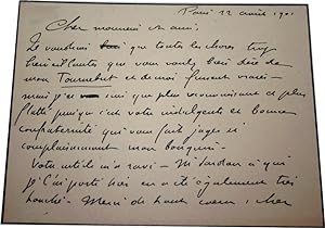 C.A.S.: Carte Autographe Signée Théodore GOSSELIN, dit G. LENOTRE (1855-1935). En date du 12 avri...