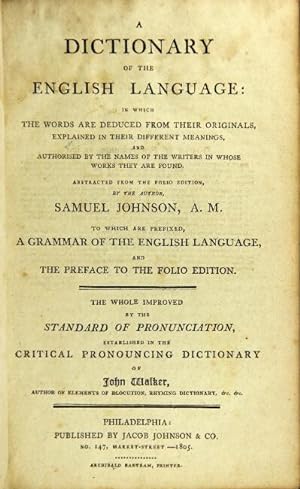 A dictionary of the English language: in which the words are deduced from their originals . abstr...