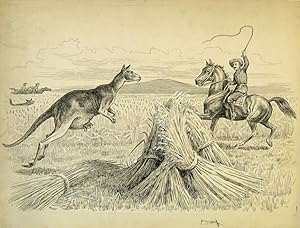Boy's Hunting Book [with] the original pen and ink sketch for the kangaroo illustration
