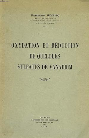 OXYDATION ET REDUCTION DE QUELQUES SULFATES DE VANADIUM