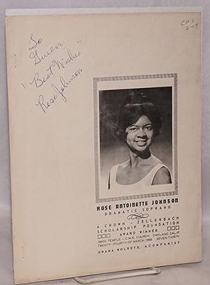 Rose Antoinette Johnson; dramatic soprano . Amos Temple - C.M.E. Church, Oakland, Calif., twenty-...