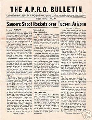 The A.P.R.O. Bulletin- July 1962. UFOs Over Tucson / from the Collection of Max Miller