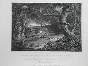 Landscape With Jaques & The Wounded Stag. From the Original Picture by Sir G. Beaumont in The Nat...