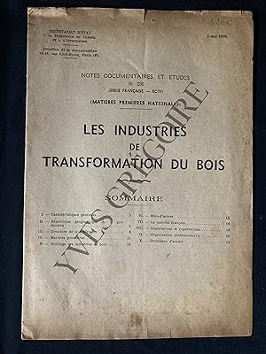 LES INDUSTRIES DE TRANSFORMATION DU BOIS-NOTES DOCUMENTAIRES ET ETUDES-N°296-4 MAI 1946