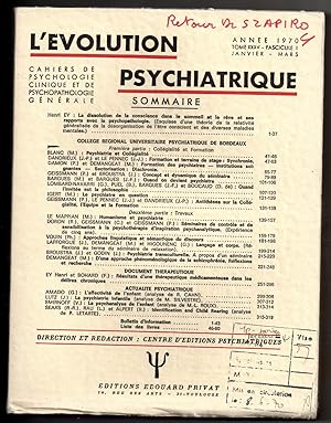 L'Evolution Psychiatrique- Cahiers de Psychologie Clinique et de Psychopathologie Générale : janv...