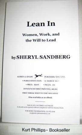 Lean In Women, Work, and the Will to Lead (Uncorrected Proof Copy)