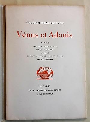 Vénus et Adonis. Poème traduit en français par Emile Godefroy et orné de gravures sur bois origin...