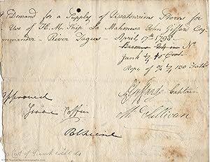 Document signed approving a demand of Boatswain's Stores (Sir Isaac, 1759-1839, M.P., Admiral)