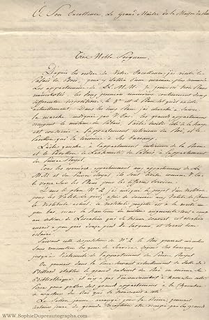 Autograph Letter Signed, in French, from architect Thibault, (Bonaparte, 1778-1846, brother of Na...