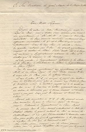 Autograph Letter Signed, in French, from architect Thibault, (Bonaparte, 1778-1846, brother of Na...