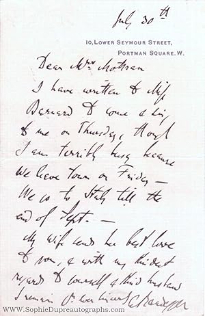 Autograph Letter Signed to Mrs Mottram, (Alberto, 1832-1911, Trieste-born Composer, Teacher, and ...