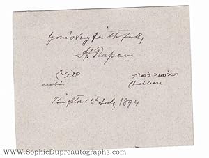 Signature in English, Arabic and Chaldaean (Hormuzd, 1826-1910, Assyriologist, British Envoy to K...