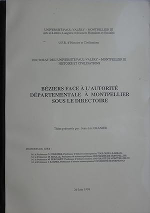 Béziers face à l'autorité départementale à Montpellier sous le Directoire